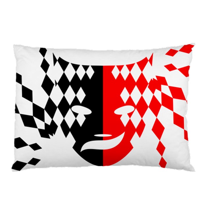 Face Mask Red Black Plaid Triangle Wave Chevron Pillow Case