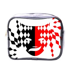 Face Mask Red Black Plaid Triangle Wave Chevron Mini Toiletries Bags by Mariart