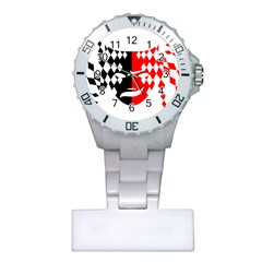 Face Mask Red Black Plaid Triangle Wave Chevron Plastic Nurses Watch by Mariart