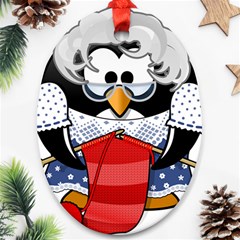 Grandma Penguin Ornament (oval) by Nexatart