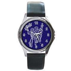 Gemini Zodiac Star Round Metal Watch