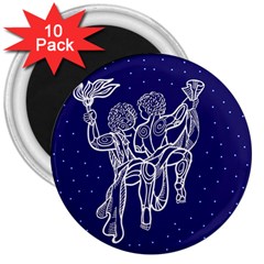 Gemini Zodiac Star 3  Magnets (10 Pack)  by Mariart