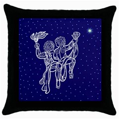 Gemini Zodiac Star Throw Pillow Case (black) by Mariart