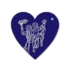 Gemini Zodiac Star Heart Magnet