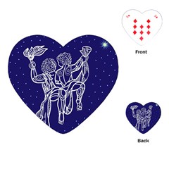 Gemini Zodiac Star Playing Cards (heart)  by Mariart