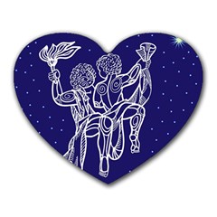 Gemini Zodiac Star Heart Mousepads