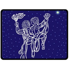 Gemini Zodiac Star Fleece Blanket (large)  by Mariart