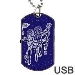 Gemini Zodiac Star Dog Tag Usb Flash (one Side) by Mariart