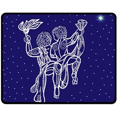 Gemini Zodiac Star Double Sided Fleece Blanket (medium)  by Mariart