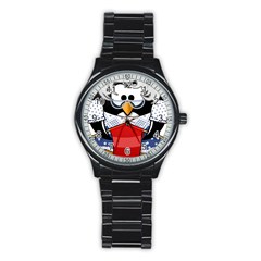 Grandma Penguin Stainless Steel Round Watch by Nexatart