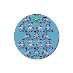 Funny Cow Pattern Rubber Coaster (round)  by Nexatart