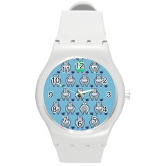 Funny Cow Pattern Round Plastic Sport Watch (m) by Nexatart