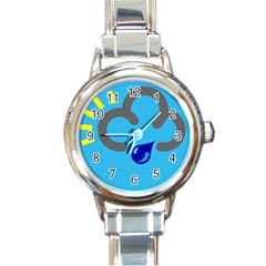 Light Rain Shower Cloud Sun Yellow Blue Sky Round Italian Charm Watch