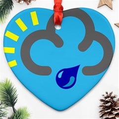 Light Rain Shower Cloud Sun Yellow Blue Sky Ornament (heart)