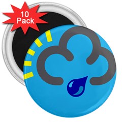 Light Rain Shower Cloud Sun Yellow Blue Sky 3  Magnets (10 Pack) 