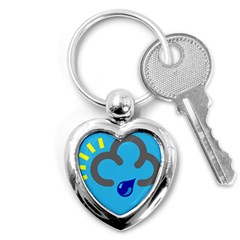 Light Rain Shower Cloud Sun Yellow Blue Sky Key Chains (heart) 