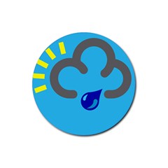 Light Rain Shower Cloud Sun Yellow Blue Sky Rubber Coaster (round)  by Mariart