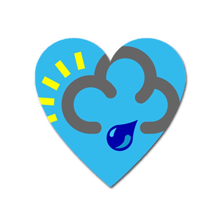 Light Rain Shower Cloud Sun Yellow Blue Sky Heart Magnet