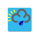 Light Rain Shower Cloud Sun Yellow Blue Sky Square Magnet Front