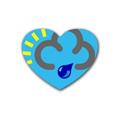 Light Rain Shower Cloud Sun Yellow Blue Sky Heart Coaster (4 Pack) 