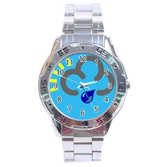 Light Rain Shower Cloud Sun Yellow Blue Sky Stainless Steel Analogue Watch