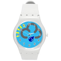 Light Rain Shower Cloud Sun Yellow Blue Sky Round Plastic Sport Watch (m) by Mariart