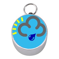 Light Rain Shower Cloud Sun Yellow Blue Sky Mini Silver Compasses by Mariart