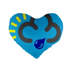 Light Rain Shower Cloud Sun Yellow Blue Sky Standard 16  Premium Flano Heart Shape Cushions