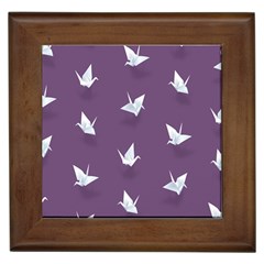 Goose Swan Animals Birl Origami Papper White Purple Framed Tiles