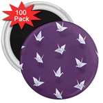 Goose Swan Animals Birl Origami Papper White Purple 3  Magnets (100 pack) Front