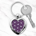 Goose Swan Animals Birl Origami Papper White Purple Key Chains (Heart)  Front