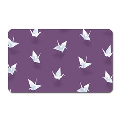 Goose Swan Animals Birl Origami Papper White Purple Magnet (rectangular) by Mariart