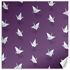 Goose Swan Animals Birl Origami Papper White Purple Canvas 12  X 12   by Mariart