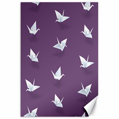 Goose Swan Animals Birl Origami Papper White Purple Canvas 20  X 30   by Mariart