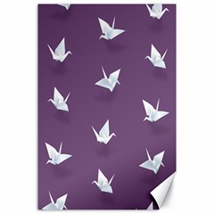 Goose Swan Animals Birl Origami Papper White Purple Canvas 24  X 36  by Mariart