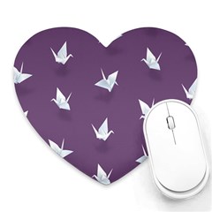 Goose Swan Animals Birl Origami Papper White Purple Heart Mousepads by Mariart