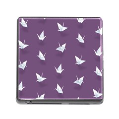 Goose Swan Animals Birl Origami Papper White Purple Memory Card Reader (square)