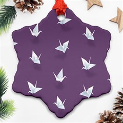 Goose Swan Animals Birl Origami Papper White Purple Snowflake Ornament (two Sides) by Mariart