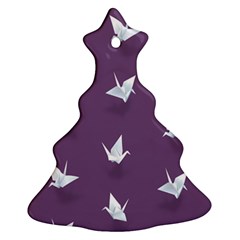 Goose Swan Animals Birl Origami Papper White Purple Christmas Tree Ornament (two Sides) by Mariart