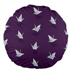 Goose Swan Animals Birl Origami Papper White Purple Large 18  Premium Round Cushions by Mariart