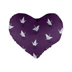 Goose Swan Animals Birl Origami Papper White Purple Standard 16  Premium Heart Shape Cushions by Mariart