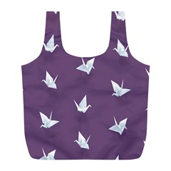 Goose Swan Animals Birl Origami Papper White Purple Full Print Recycle Bags (l)  by Mariart