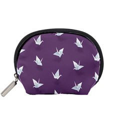 Goose Swan Animals Birl Origami Papper White Purple Accessory Pouches (small) 