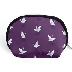 Goose Swan Animals Birl Origami Papper White Purple Accessory Pouches (medium) 