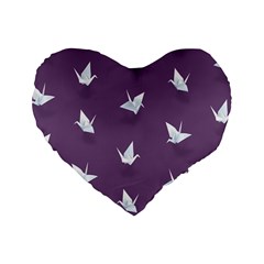 Goose Swan Animals Birl Origami Papper White Purple Standard 16  Premium Flano Heart Shape Cushions by Mariart