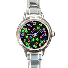 Neons Couleurs Circle Light Green Red Line Round Italian Charm Watch by Mariart