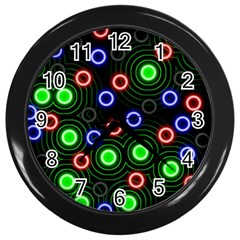 Neons Couleurs Circle Light Green Red Line Wall Clocks (black) by Mariart