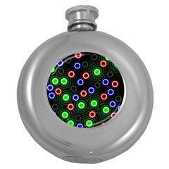 Neons Couleurs Circle Light Green Red Line Round Hip Flask (5 Oz) by Mariart