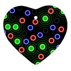 Neons Couleurs Circle Light Green Red Line Heart Ornament (two Sides) by Mariart