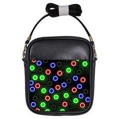 Neons Couleurs Circle Light Green Red Line Girls Sling Bags by Mariart